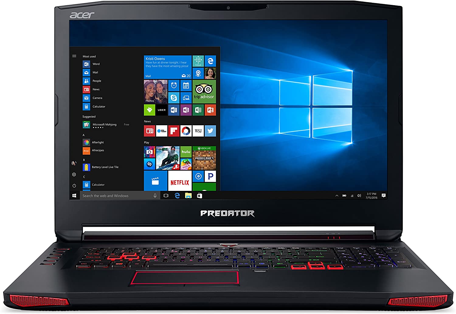 Acer Predator 17 Gaming Laptop, Core i7, GeForce GTX 1070